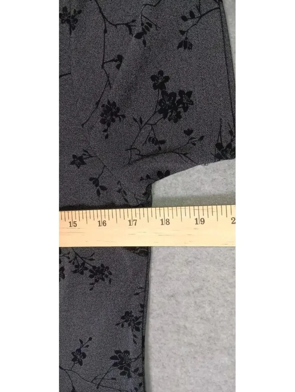 Talbots Petites Maxi Dress Womens Size P Grey Gray With Black Flowers Vneck...